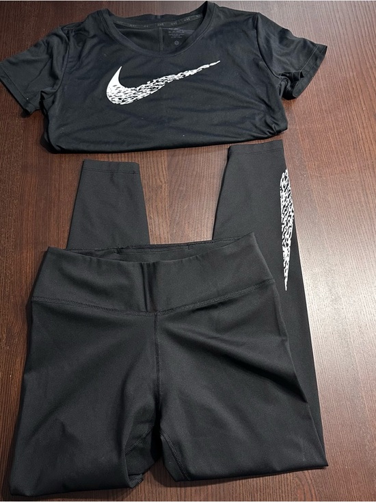 Nike Pants - Nike Black Tee and Leggings Set with White Swoosh